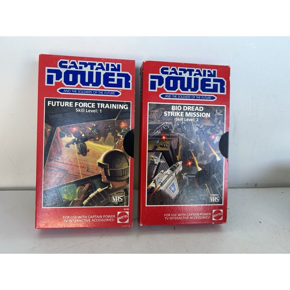 Captain Power VHS Lot of 2 1987 Mattel Interactive Future Force Bio Dread Strike